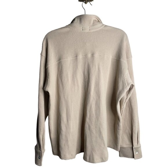 Anthropologie DONNI Waffle Weave Button Down Shirt Top Size M Pearl Buttons NWT - Picture 5 of 6